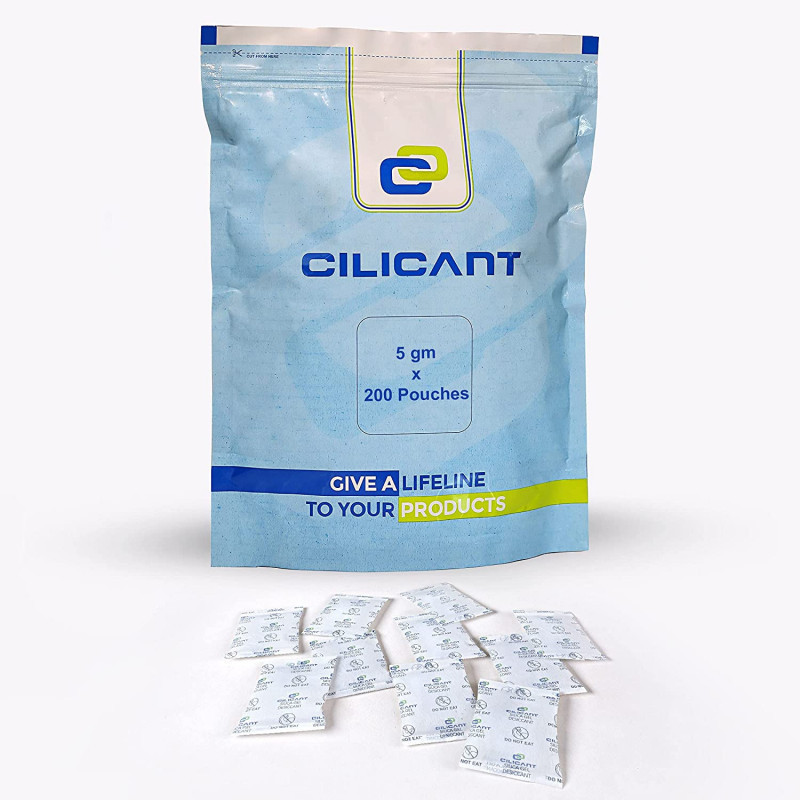 CILICANT Premium Silica Gel 5gm Pouch 200 pcs Pack, Silica Gel 1 KG