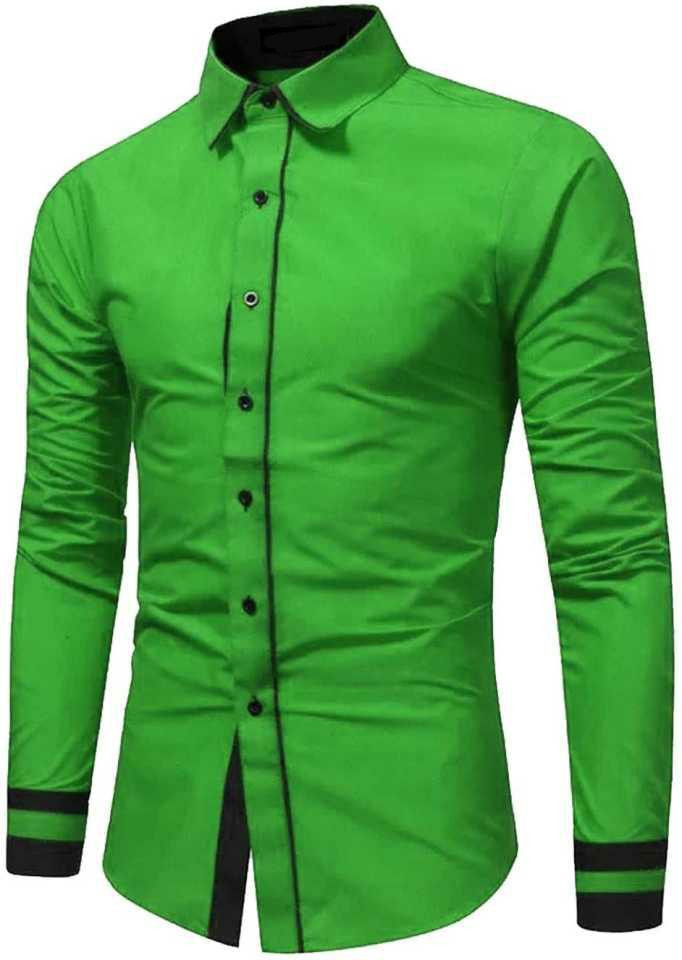 Solid Parrot Green Floral shirt