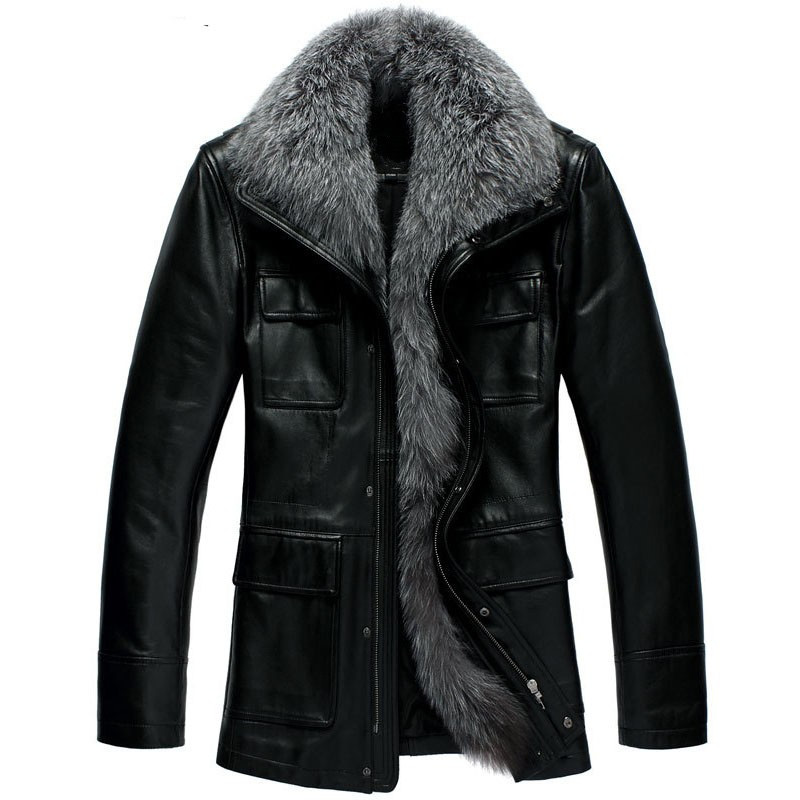 fleece lined leather jacket mens