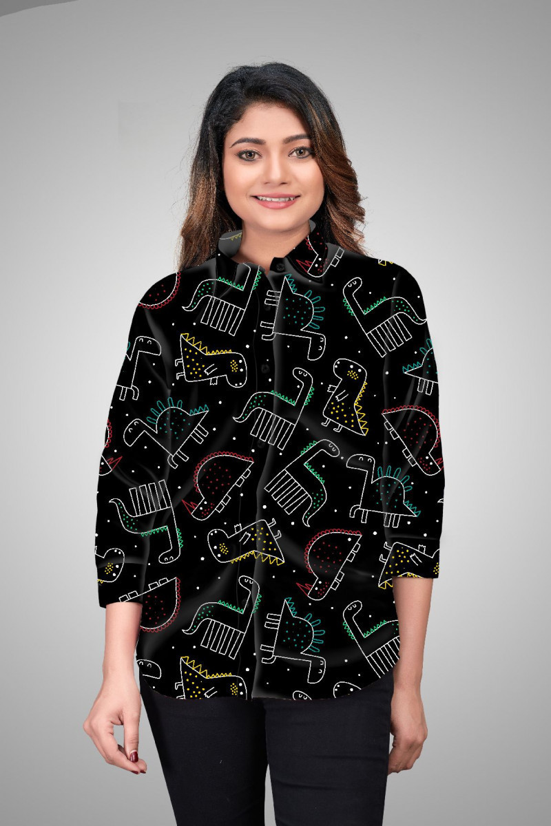 abstract element pattern print breathable shirts