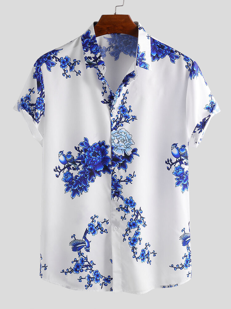 abstract element pattern print breathable shirts