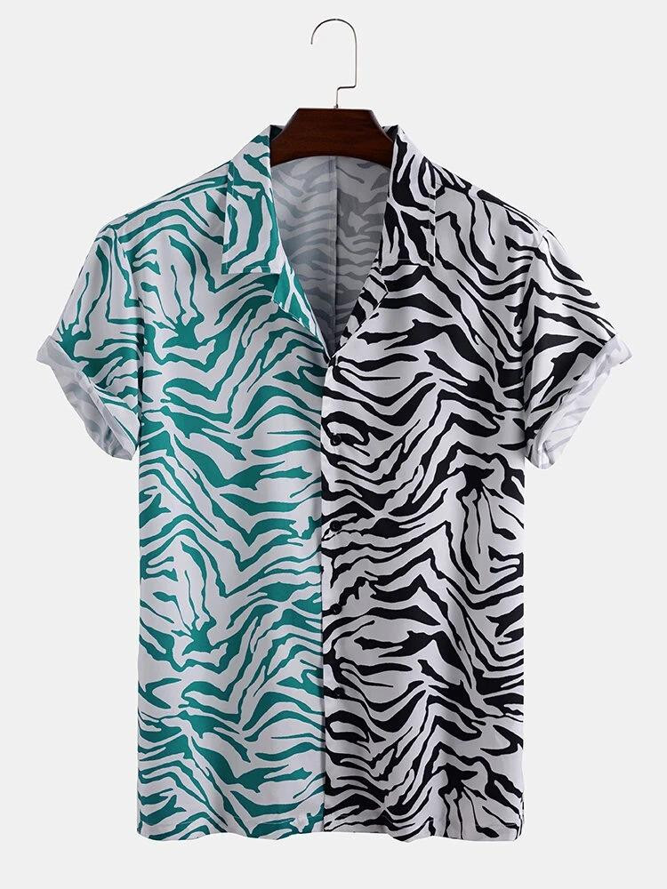 abstract element pattern print breathable shirts