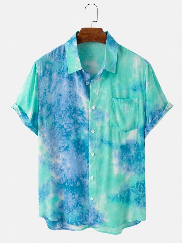 abstract element pattern print breathable shirts