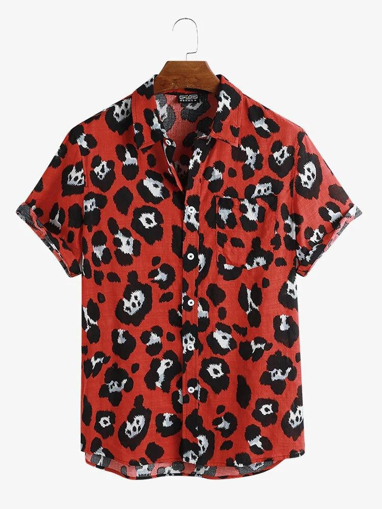 abstract element pattern print breathable shirts