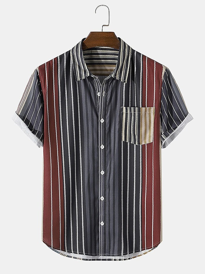 abstract element pattern print breathable shirts