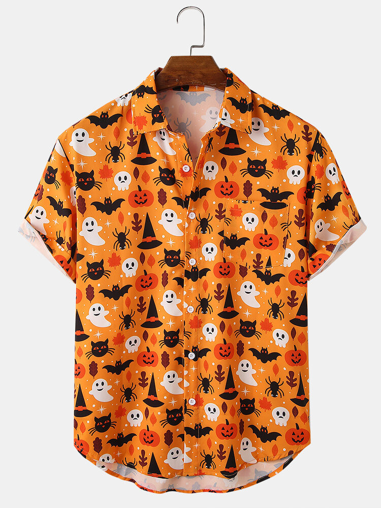 abstract element pattern print breathable shirts
